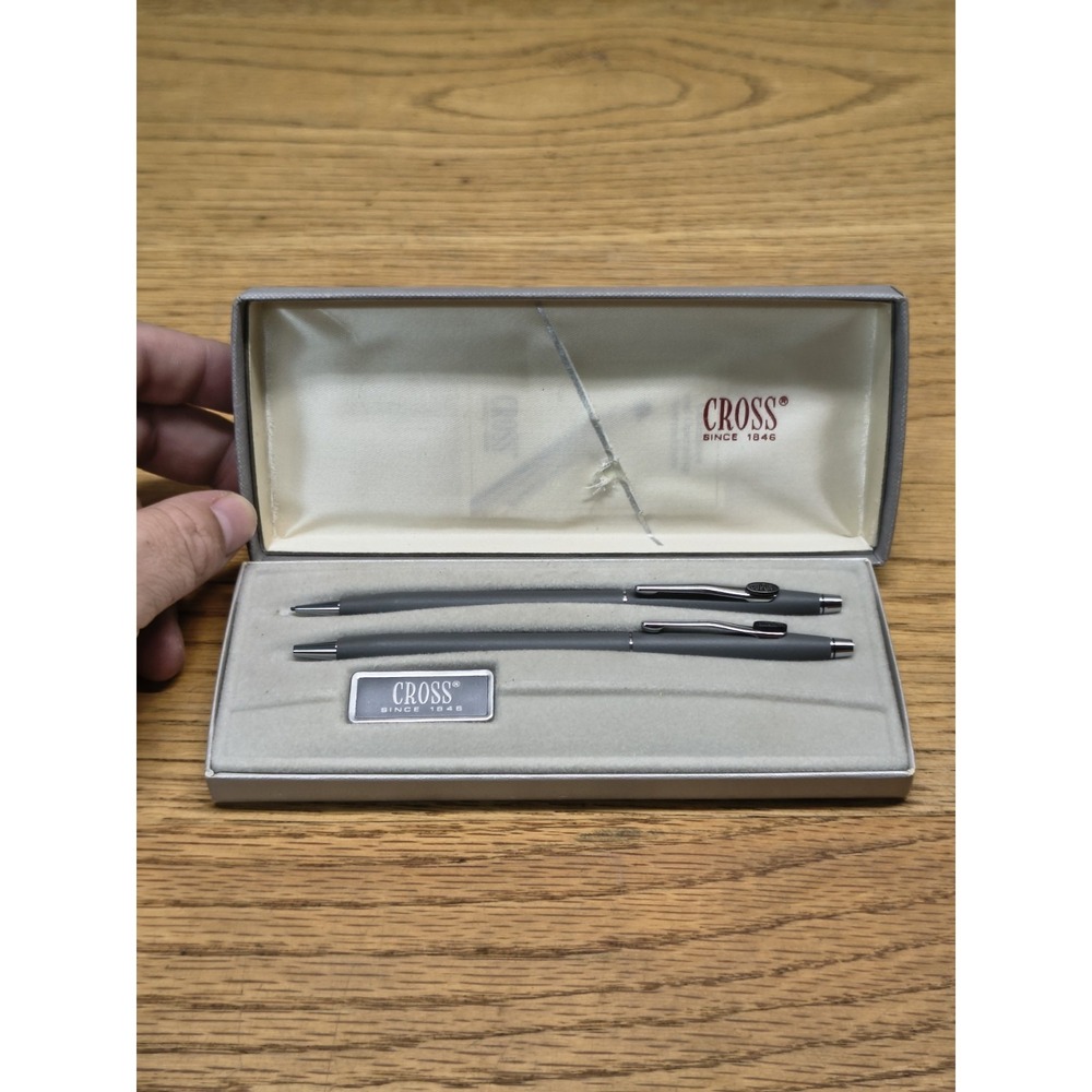 CROSS ‎ GRAY BALL POINT PEN .5mm MECHANICAL PENCIL SET #2101 Kamin & Associates